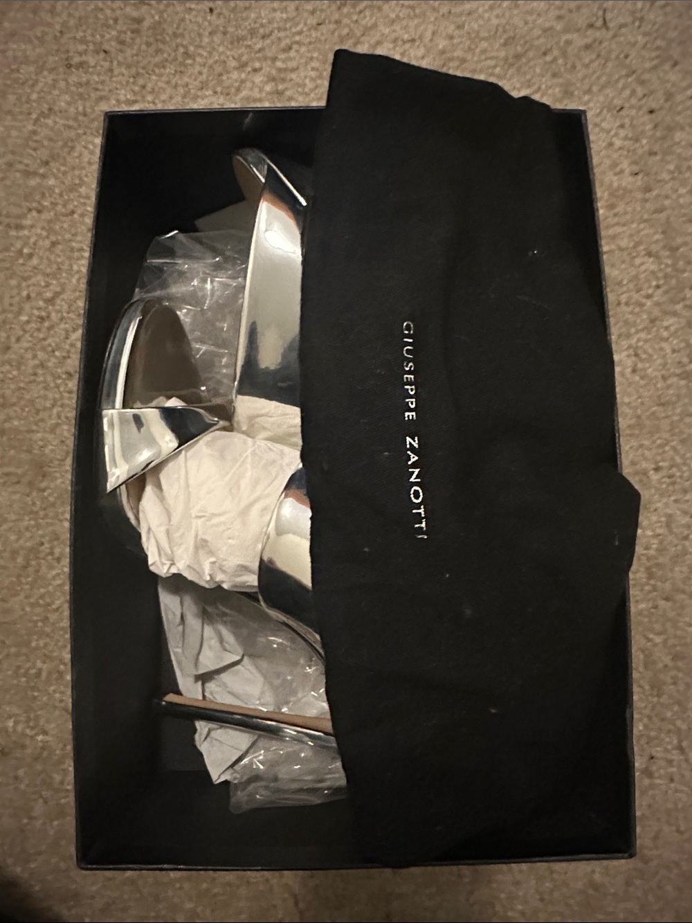 Giuseppe Zanotti Metallic Silver High-Wrap Slide Sandals - Picture 5 of 6